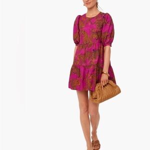 Farm Rio Artsy Leopard Mini Tiered Dress